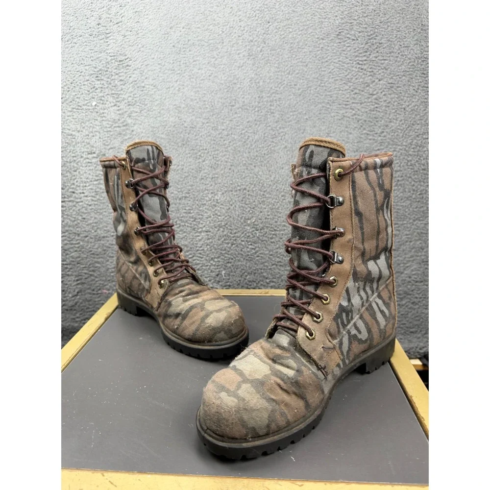 Vintage Camouflage Combat Boots Lace Up GORE-TEX Oil Resistant 7.5EE Made in USA